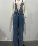 Low Waist Belted Wide Leg Jeans in Classic Blue or Black