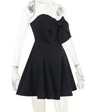 Sexy Strapless Short Dress With Bow Tie For Figure Hugging