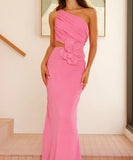 Sexy Plunging Neckline Form-Fitting Solid Color Dress