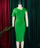 High-Waisted Button-Down Pencil Skirt with Elegant Beaded Detail