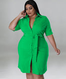 Elegant Solid Color Short Sleeve Blouse Dress Lightweight and Stylish