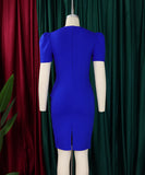 Solid Color Short Sleeved Wraparound Lace Ruffled Dress
