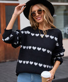Classic Women Heart Pattern Knit Sweater Trendy Pullover