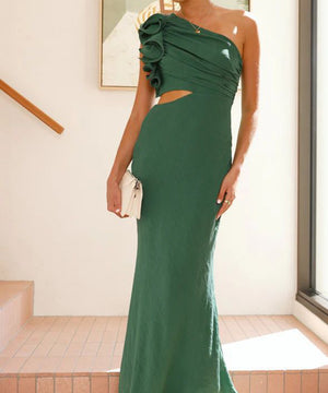Fashionable One Shoulder Slimming Dress in Vibrant Colors