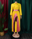 Strappy Pleated Long Sleeve Multi Color Dress for Women