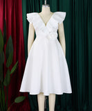 V Neck Ruffled Floral Evening Dress for Elegant Banquets