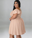Oversized One-Shoulder Wide Sleeve Dress for Women with Short Sleeves
