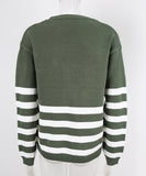 Relaxed Patchwork Striped Sweater With Round Neck Casual