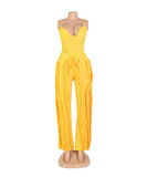 Fluffy Lace Halter Top And Pants Set With Tassels Details