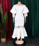 One-Shoulder Lace Fishtail Dress Elegant Charm Evening Gown