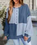 Casual Patchwork Collar Long Sleeve Pullover Soft And Cozy