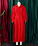 Solid Color Long Sleeve Swing Dress in Light Pink Black Red White