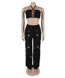 Sexy Slits Fitted Two-Piece Set in Black Yellow Apricot White