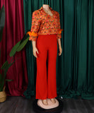 Stylish Printed Long-Sleeved Shirt Wide-Leg Pants Fashion Suit