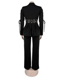 Slim-Fit Women Two Piece Suit With Embroidered Tie