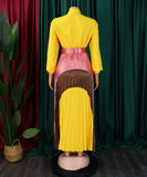 Strappy Pleated Long Sleeve Multi Color Dress for Women