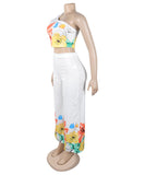 Relaxed Off Shoulder Two Piece Set With Wide Leg Pants