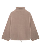 Solid Color Lambskin High Neck Woolen Coat Beige Warm