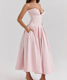 Sexy Sleeveless Plunging Dress Solid Color Polyester