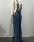 Low Waist Belted Wide Leg Jeans in Classic Blue or Black