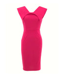 Sleeveless Square Neck Back Zipper Split Dress Rose