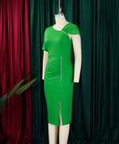 High-Waisted Button-Down Pencil Skirt with Elegant Beaded Detail