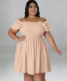 Oversized One-Shoulder Wide Sleeve Dress for Women with Short Sleeves