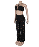 Sexy Slits Fitted Two-Piece Set in Black Yellow Apricot White