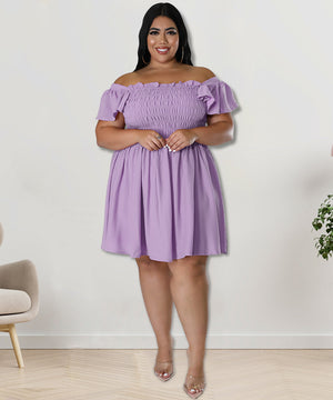 Oversized One-Shoulder Wide Sleeve Dress for Women with Short Sleeves