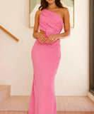 Sexy Plunging Neckline Form-Fitting Solid Color Dress