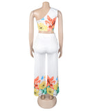 Relaxed Off Shoulder Two Piece Set With Wide Leg Pants