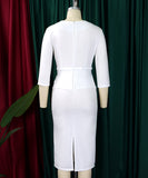 Collared High Waisted Pencil Skirt with Fitted Waist and Gathered Neckline