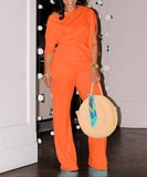 Chic Two-Piece Straight-Leg Suit with Asymmetrical Sleeve Design