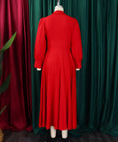 Solid Color Long Sleeve Swing Dress in Light Pink Black Red White