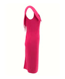 Sleeveless Square Neck Back Zipper Split Dress Rose