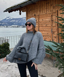 Relaxed Semi High Neck Pullover Sweater For Everyday Wear