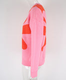 Relaxed Floral Patchwork Pullover Sweater Long Sleeve