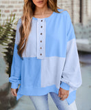 Casual Patchwork Collar Long Sleeve Pullover Soft And Cozy