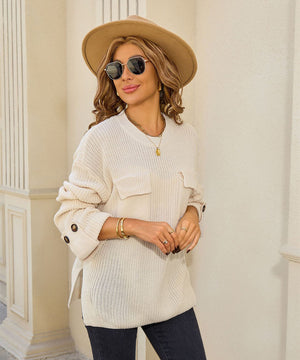 Relaxed Round Neck Sweater For Everyday Comfort Wear