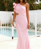 Fashionable One Shoulder Slimming Dress in Vibrant Colors