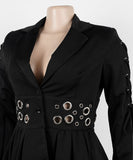 Slim-Fit Women Two Piece Suit With Embroidered Tie