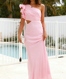 Fashionable One Shoulder Slimming Dress in Vibrant Colors