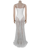 Sexy Strapless Lace Sheer Dress Alluring Silhouette