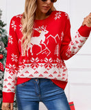 Classic Christmas Tree Print Round Neck Pullover For Women