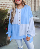 Casual Patchwork Collar Long Sleeve Pullover Soft And Cozy