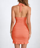 Sexy Neck-Wrap Pleated Full-Skirt Dress in Vibrant Colors