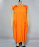 Plus-Size Loose Dress Double-Pocket Relaxed Fit Casual