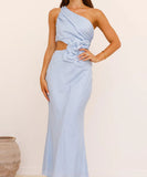 Sexy Plunging Neckline Form-Fitting Solid Color Dress
