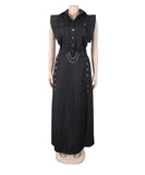 Two Piece Solid Color Sleeveless Dress And Skirt Set Slit