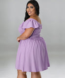 Oversized One-Shoulder Wide Sleeve Dress for Women with Short Sleeves